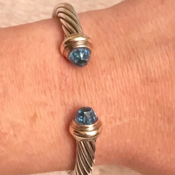 Cable Classics Bracelet w/Blue Topaz & 14K Gold - Picture 4 of 6